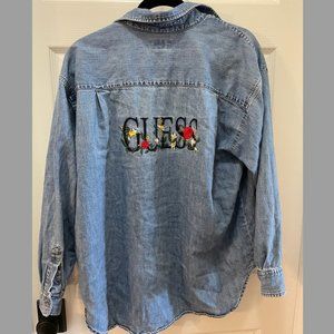 Vintage Guess Embroidered Oversized Jean Shirt